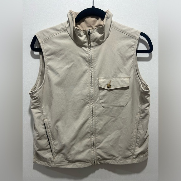 COLUMBIA size M tan vest, full front zip, pockets, collar, mesh lining - Picture 1 of 9